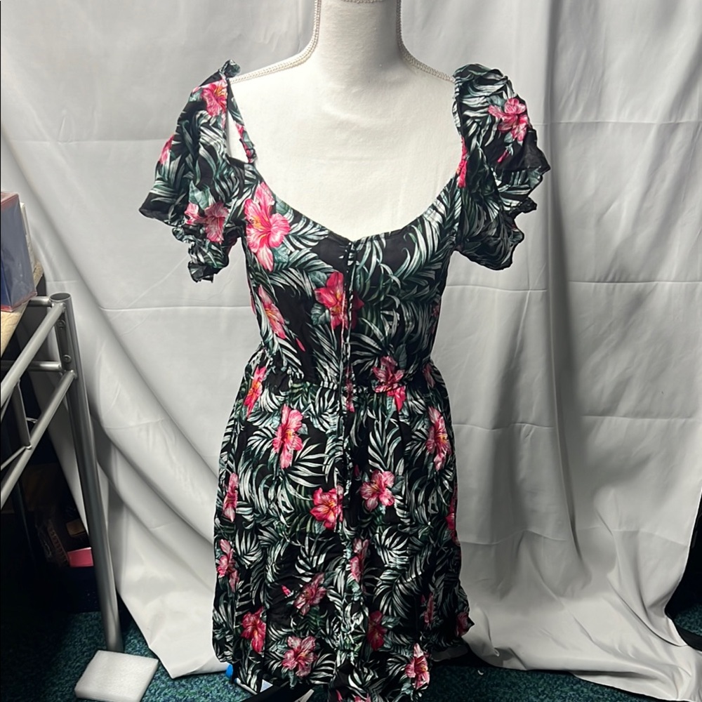 Floral Black and Pink Dress